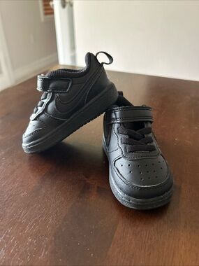 Nike Kid's Court Borough Low Recraft Shoes - Triple Black - Size 4c